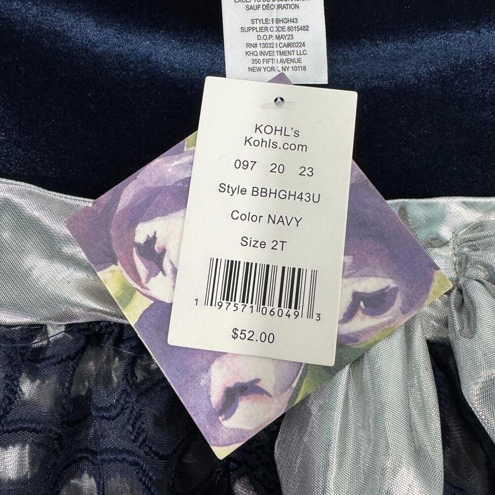 Blueberi Boulevard Toddler Girl’s Size 2T Navy Blue Silver Metallic Party Dress - Picture 5 of 8
